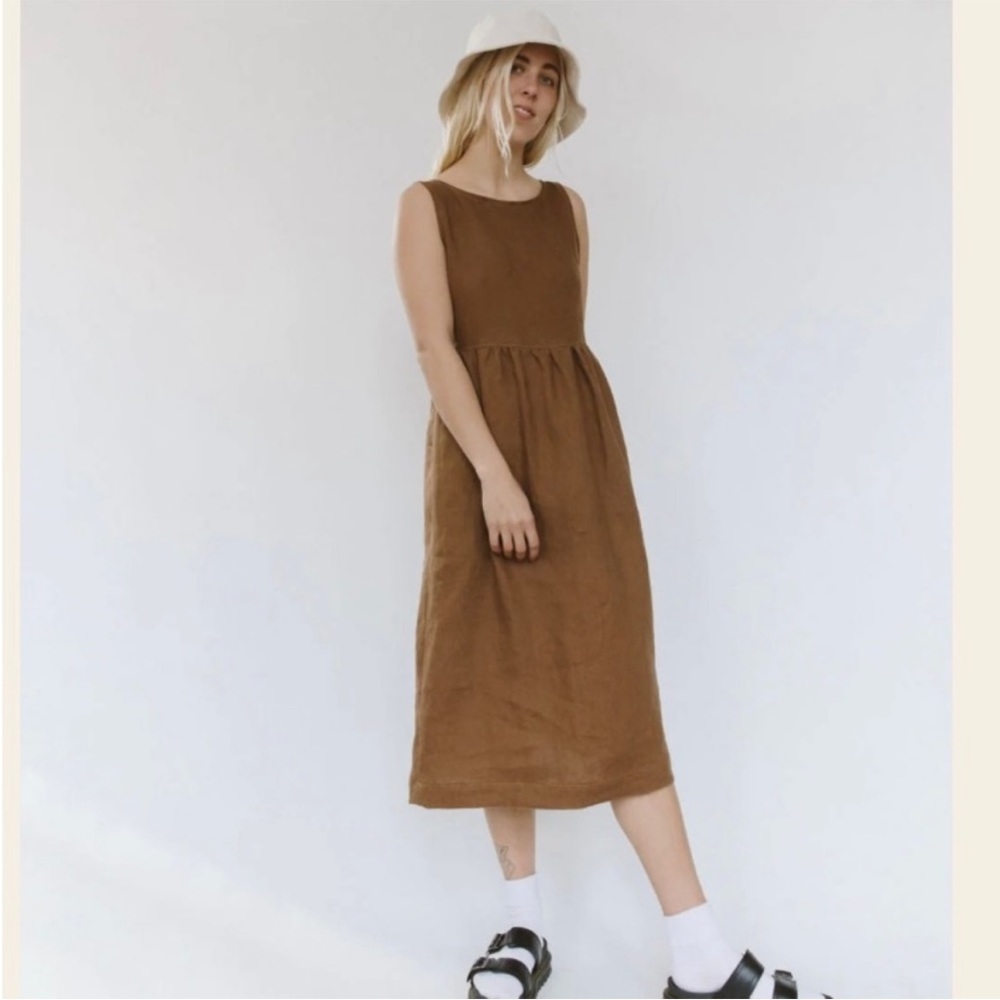 Jimi Collection Sonora Linen Dress in Nutmeg Size Small